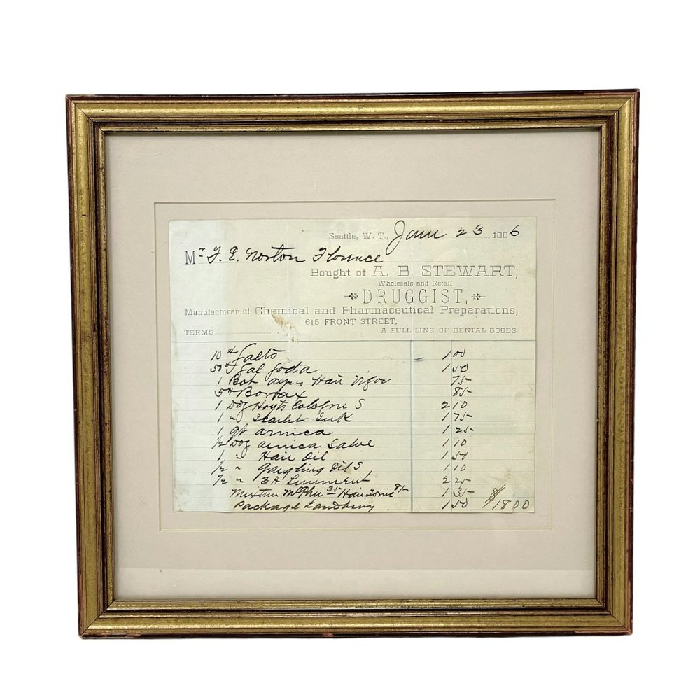 1886 Seattle Antique Vintage Wall Art Decor Epherma Vintage Paper